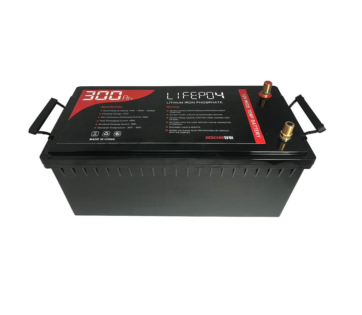 12V 300Ah Lithium Ion Battery LiFePO4 Wide Temperature 