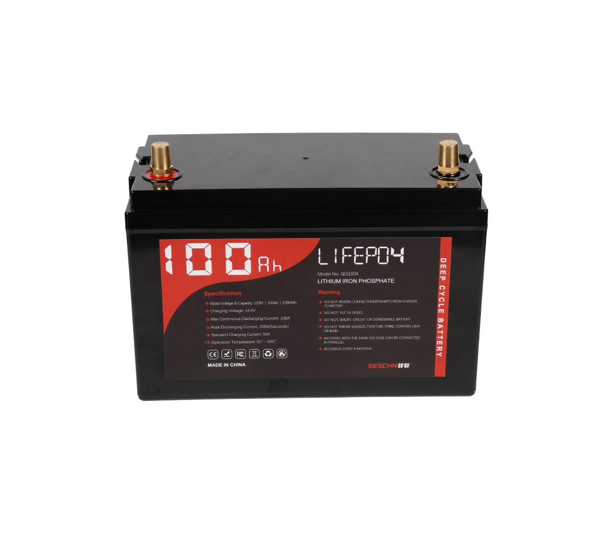 12V 100Ah Standard Deep Cycle LiFePO4 For Lead-Acid Replacement