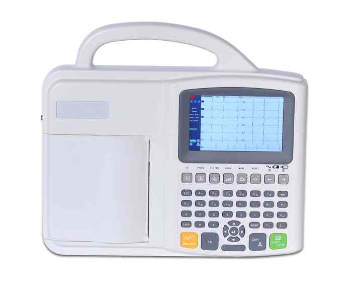 Portable 5 Inch Color TFT LCD Screen 12 Leads 3 Channel Interpretive Electrocardiograph ECG Machine 